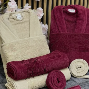 Cape de bain ADANAS "Bordeaux&Beige"