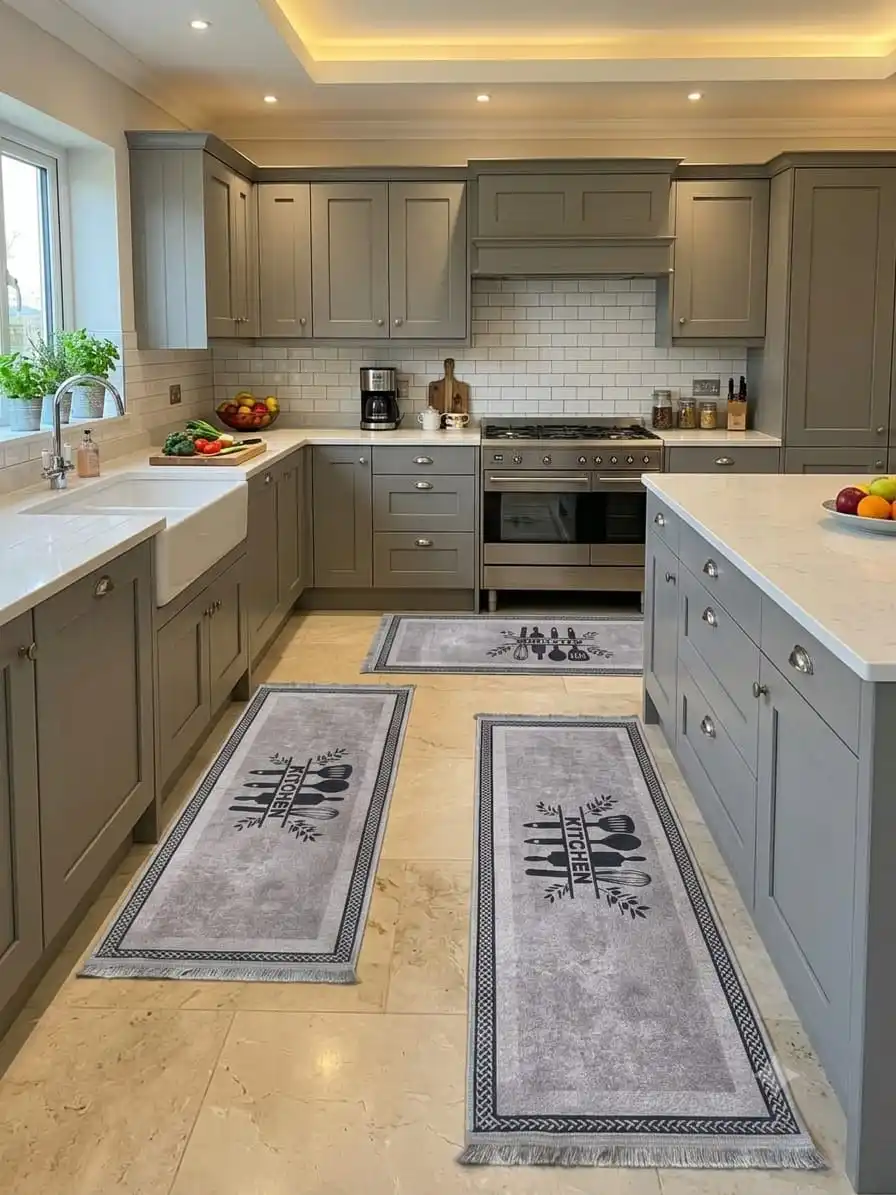 trois tapis cuisine de façon kitchen