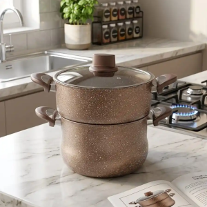 Couscoussière granite de couleur beige 6L