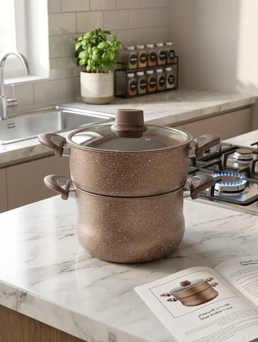Couscoussière granite de couleur beige 6L