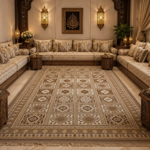 margoum (ثقيل)( traditionnelle styl carreaux (marron beige ) 2m/4m