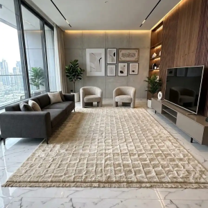 3 Tapis Salle de bain Fourrure Beige Clair