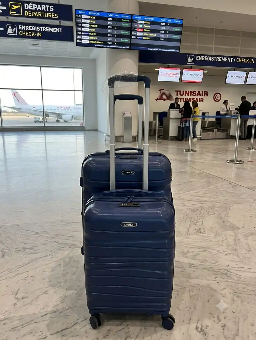 deux valises tittou incassable et démontable de couleur bleu marine (grand et moyenne )