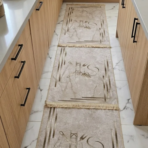 3 Tapis Cuisine Marbre & Or