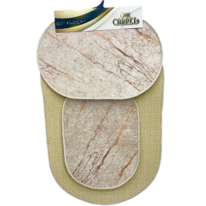 Set de 3 Tapis Salle de Bain – ONE CARPET - Effet Marbre Rose & Cuivre