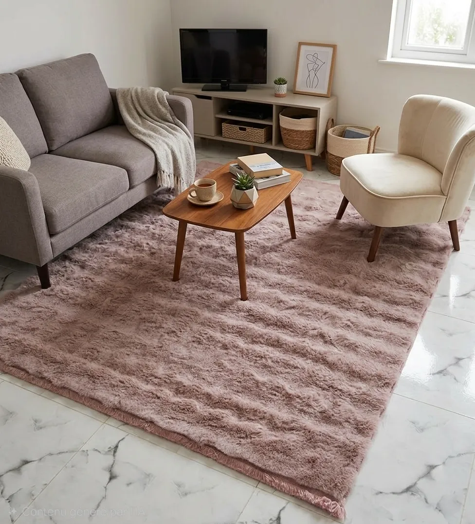 Zarbia Fourrure Lapin Salon Rose