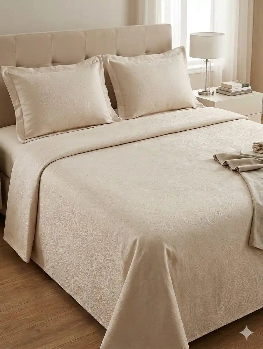 parure de lit 4 pcs beige لون موحد