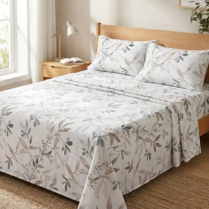 parure de lit 4 pcs nekchet 3oud w werka beige w gris