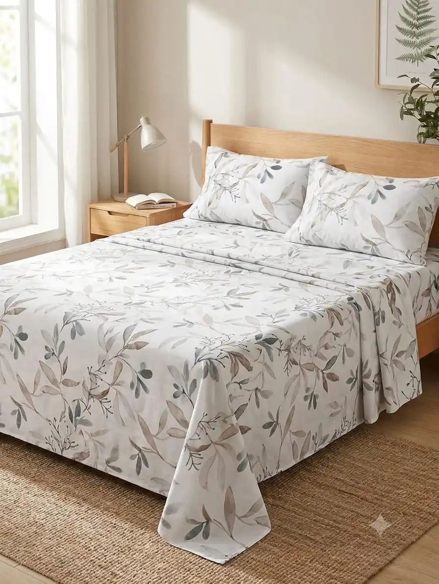 parure de lit 4 pcs nekchet 3oud w werka beige w gris